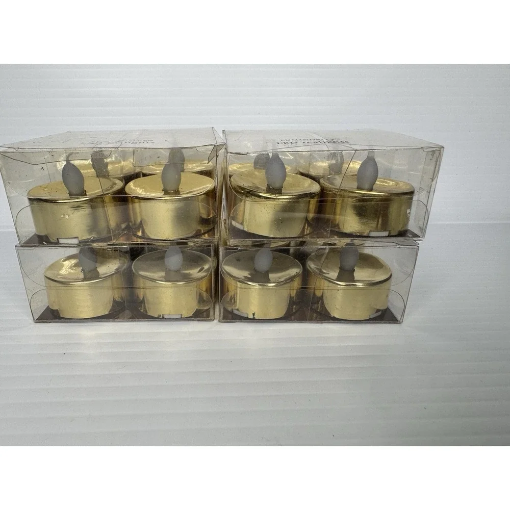 16 Ct Z Gallerie Gold LED Tea Lights Lot Of 4 Battery Operated Indoor Outdoor